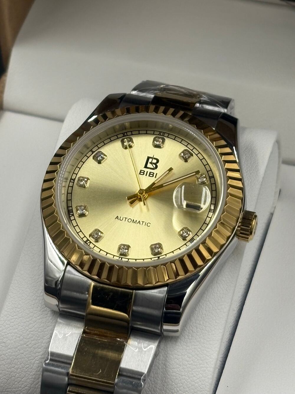 Bibi Luxury Automatic Watch 41mm Champagne Dial 2 Tone Bracelet New in Box